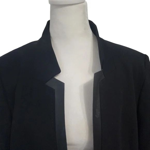 EUC Escada Black Leather Trim Wool Blend Babaasi Blazer - Picture 2 of 10